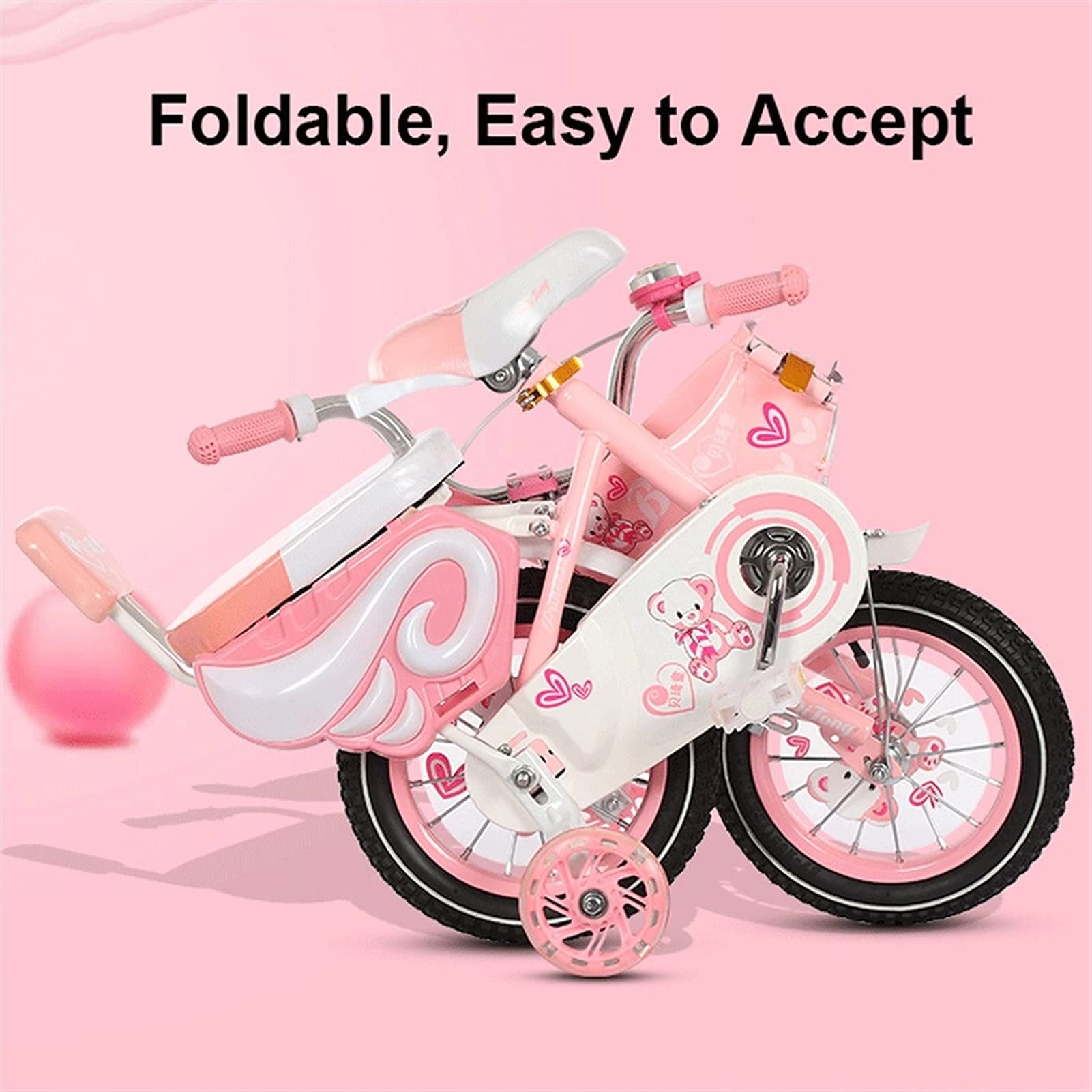 子供用自転車 ピンク バスケット付き　16インチ Checarina 16インチキッズバイク 16型子供用自転車 ピンク 籐風